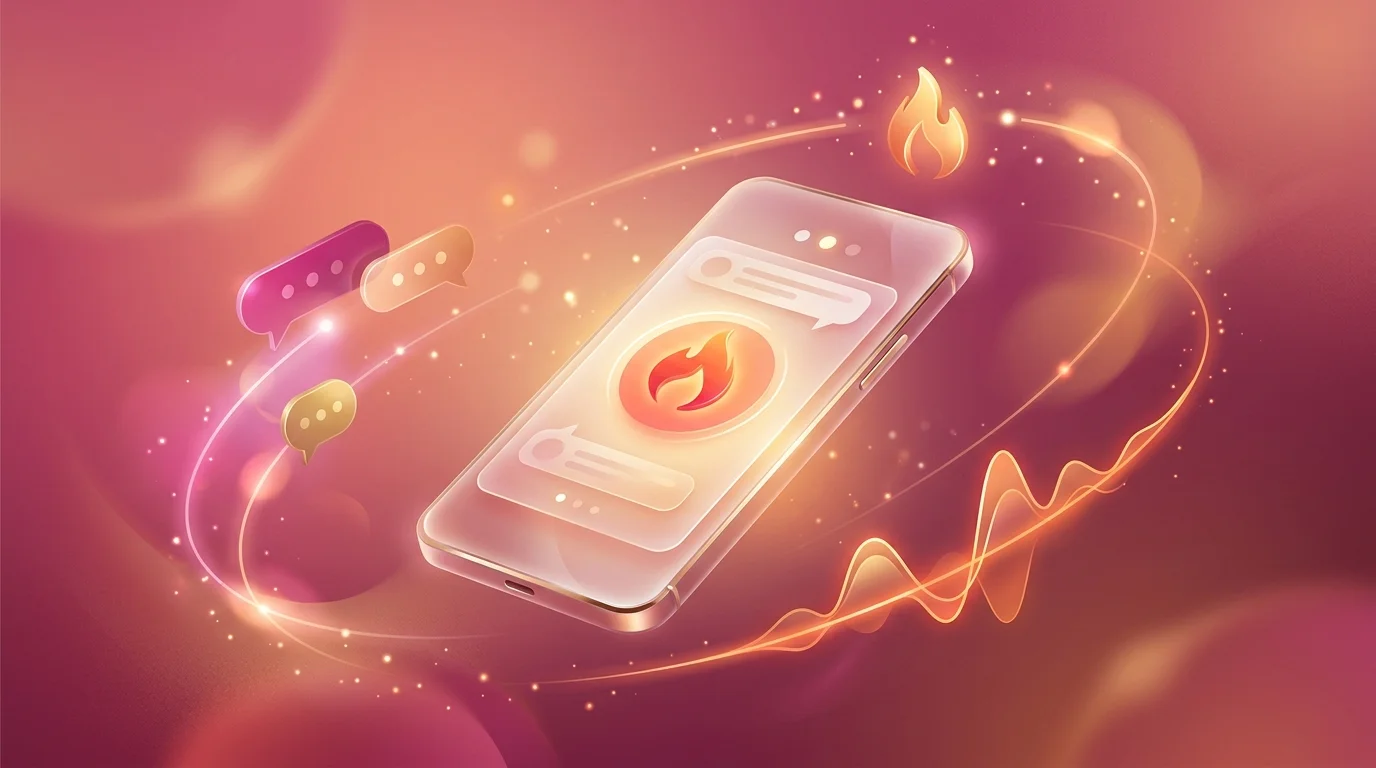Smartphone with chat bubbles and voice waveform — start AI conversation in seconds